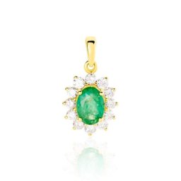Pendentif Vladimir Or Jaune Emeraude Et Diamant