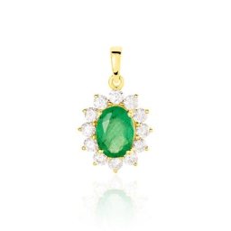 Pendentif Vladimir Or Jaune Emeraude Et Diamant