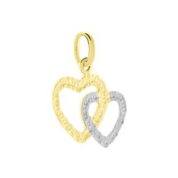 Pendentif Eudocie Coeurs Ciseles Or Bicolore