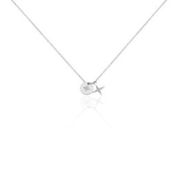 Collier Pluton Argent Blanc Oxyde De Zirconium