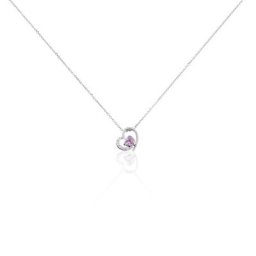 Collier Eliana Or Blanc Amethyste Et Oxyde De Zirconium