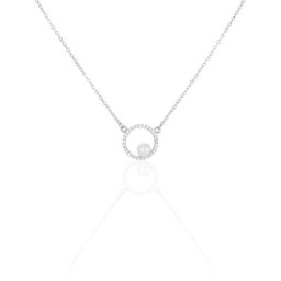 Collier Marthe Argent Blanc Perle De Culture Et Oxyde De Zirconium