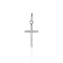 Pendentif Bathilde Croix Striee Or Blanc