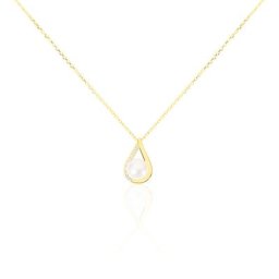 Collier Helin Or Jaune Perle De Culture Et Oxyde De Zirconium