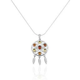 Collier Argent Blanc Kosma Ambre