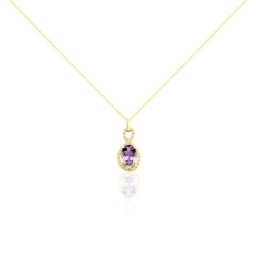 Collier Passion Or Jaune Amethyste Et Oxyde De Zirconium