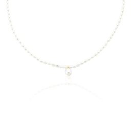 Collier Stella-rose Or Jaune Perle De Culture