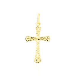 Pendentif Bathilde Croix Striee Or Jaune