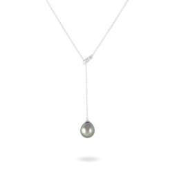 Collier Perrine Or Blanc Perle De Culture De Tahiti Et Diamant