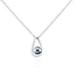 Collier Polynesie Argent Blanc Perle D'imitation Et Oxyde De Zirconium