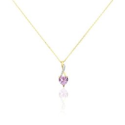 Collier Clothilde Or Jaune Amethyste Et Oxyde De Zirconium