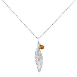 Collier Argent Blanc Adriane Ambre