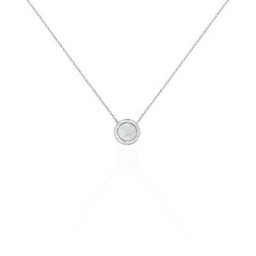 Collier Nawala Argent Blanc Oxyde De Zirconium Et Nacre