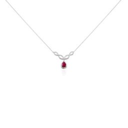 Collier Sissi Or Blanc Diamant Et Rubis