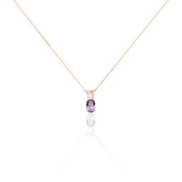 Collier Frannie Or Rose Amethyste Et Oxyde De Zirconium