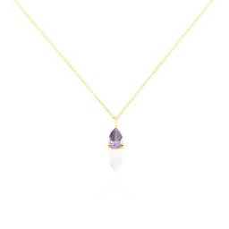 Collier Goutte Or Jaune Amethyste