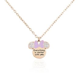 Collier Disney Acier Doré Rose Cristaux