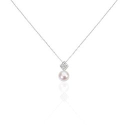 Collier Shirine Argent Blanc Perle De Culture Et Oxyde De Zirconium