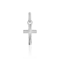 Pendentif Bathilde Croix Striee Or Blanc