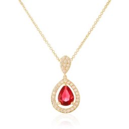 Collier Brigita Plaqué Or Pierre De Synthese Et Oxyde De Zirconium
