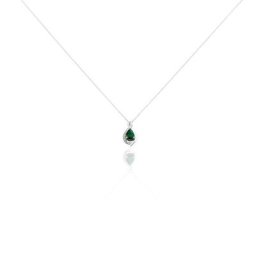 Collier Angelika Or Blanc Emeraude Et Diamant