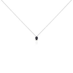 Collier Ovale Or Blanc Saphir