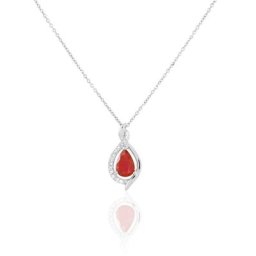 Collier Angelika Or Blanc Rubis Et Diamant