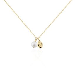 Collier Soalie Plaqué Or Jaune Perle D'imitation