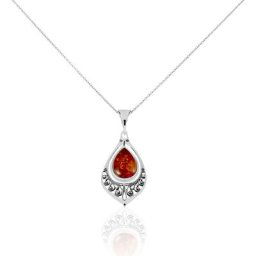 Collier Argent Blanc Doralyn Ambre