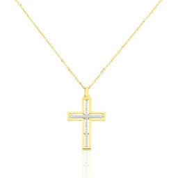 Collier Croix Or Jaune Diamant
