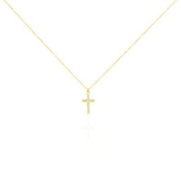 Collier Cobeia Croix Maille Forçat Or Jaune Oxyde De Zirconium