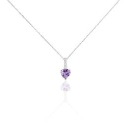 Collier Or Blanc Fany Améthyste Oxydes De Zirconium