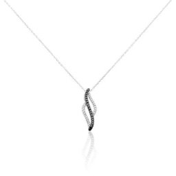 Collier Courbes Or Blanc Diamant