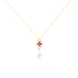 Collier Hoela Or Jaune Diamant Et Rubis