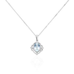 Collier Amance Or Blanc Topaze Et Oxyde De Zirconium