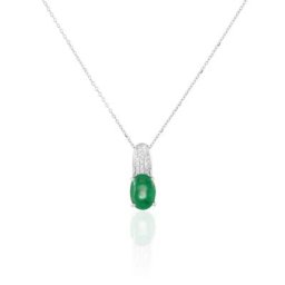 Collier Crista Or Blanc Emeraude Et Diamant