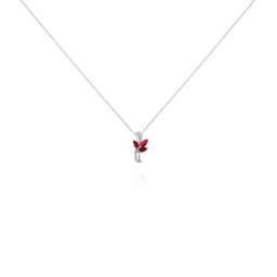 Collier Angie Or Blanc Diamant Et Rubis