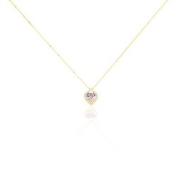 Collier Rosaline Or Jaune Amethyste Et Oxyde De Zirconium