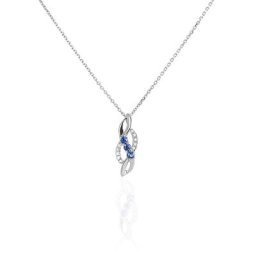 Collier Rosalyne Or Blanc Saphir Et Diamant