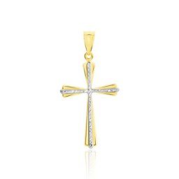 Pendentif Benny Croix Ciselee Or Bicolore