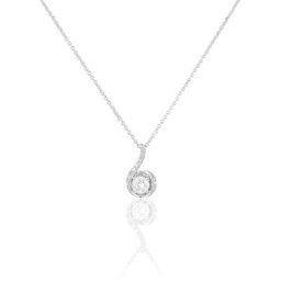 Collier Vrille Accompagnee Or Blanc Diamant