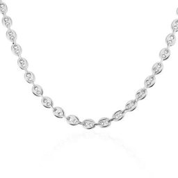 Collier Carrus Maille Grain De Cafe Argent Blanc