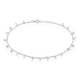 Chaîne De Cheville Carolaine Argent Blanc Oxyde De Zirconium