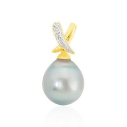 Pendentif Nilma Or Jaune Perle De Culture De Tahiti Et Diamant