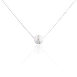 Collier Nina Cera Argent Blanc Strass Et Céramique