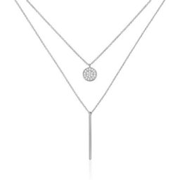 Collier Manna Argent Blanc Oxyde De Zirconium