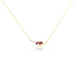 Collier Petale Or Bicolore Rubis Et Diamant