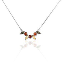 Collier Argent Blanc Sylvaincine Ambre