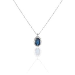 Collier Kriska Or Blanc Saphir Et Diamant