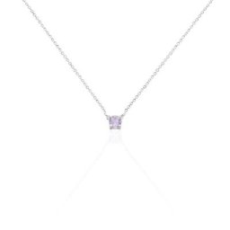 Collier Clair Or Blanc Amethyste